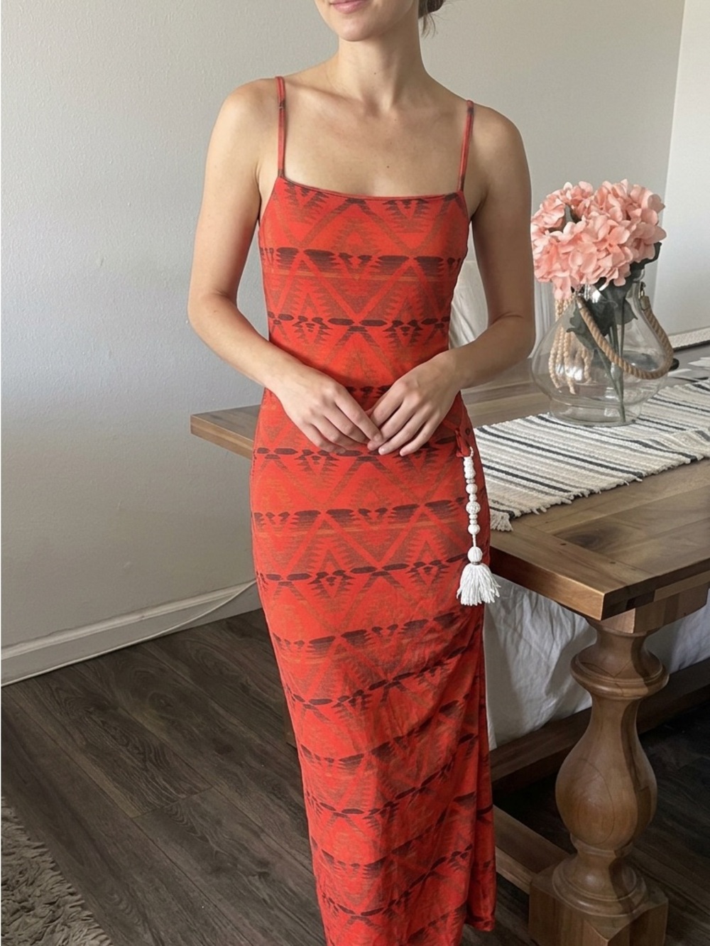 Cia Marítima Red Tie-Dye Slip Dress